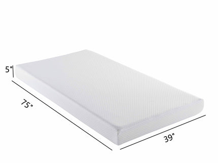 5" Medium Firm Memory Foam Mattress - White - Twin Size