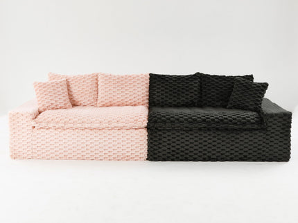 Multifunctional Sofa Pink Black, Fits 4 People