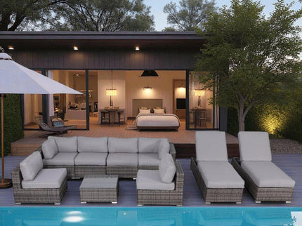 Seating Set With Cushions Handcrafted Wicker Design