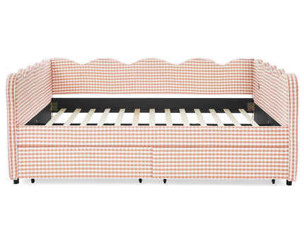 Gingham Daybed & USB Charging Port, Wave Shaped Design
