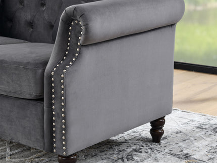 2 Seater Chesterfield Sofa With Rolled Arms And Nailhead Trim For Living Room