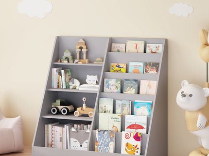Bookshelf And Toy Storage Organizer, 4 Tier Bookcase With Display Stand For Playroom