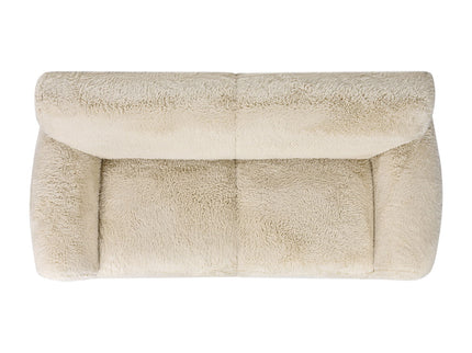Summit - Faux Sheepskin Overstuffed Sofa - Cream Beige