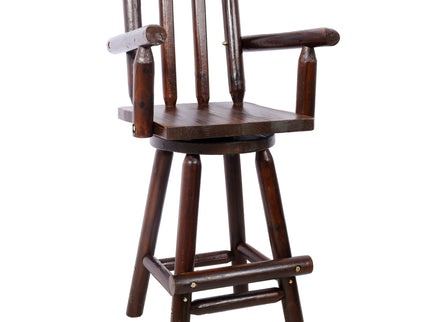 Rustic Bar Stool, Fir Wood Construction, Wide Armrest