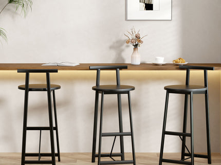 Modern Bar Stools With Backrest For Kitchen (Set of 3)