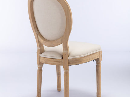 French Style Solid Wood Frame Antique Painting Fabric Back Dining Chair (Set of 2)