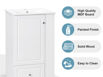 Modern Freestanding Bathroom Vanity With Sink, Soft-Close Drawer, Towel Bar