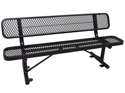 6' Outdoor Steel Bench With Backrest