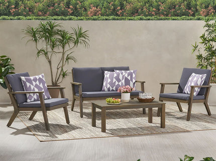 Avacyn - Outdoor Acacia Wood 4 Seater Chat Set With Cushions