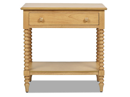 Easton - Modern Farmhouse Turned 1 Drawer Storage Side Table With Shelf - Natural Brown