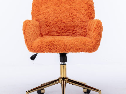 Office Chair, Artificial Rabbit Hair Home Office Chair With Metal Base, Adjustable Desk Chair Swivel Office Chair, Vanity Chair