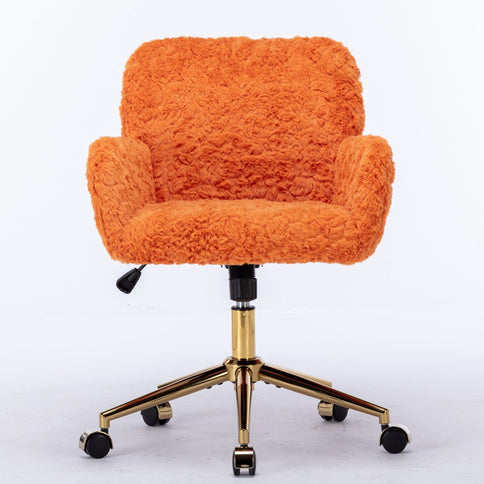 Office Chair, Artificial Rabbit Hair Home Office Chair With Metal Base, Adjustable Desk Chair Swivel Office Chair, Vanity Chair
