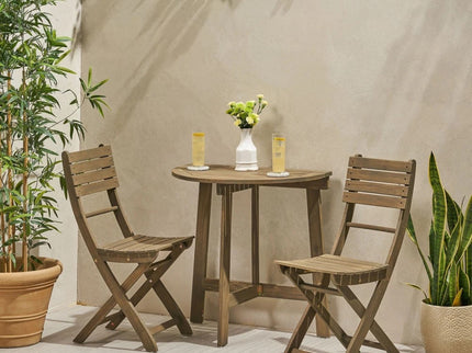 Outdoor 3 Piece Half Round Folding Bistro Set