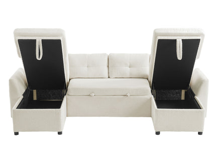 U-Shaped Sectional Sofa Bed With Storage And USB Ports