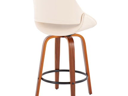 Fabrico - Mid Century Modern Fixed Height Counter Stool And Round Footrest (Set of 2)