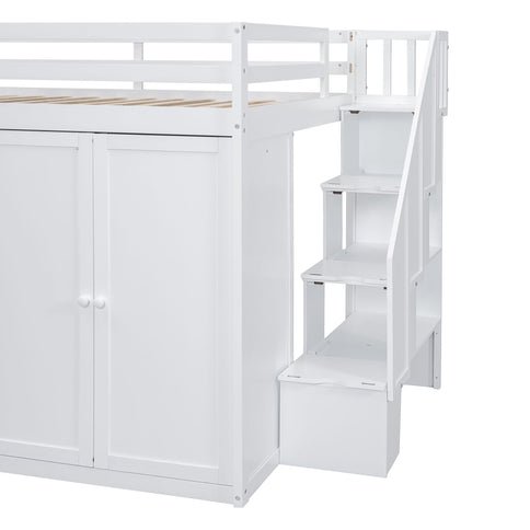 Loft Bed With Built In Wardrobes, Cabinets And Drawers