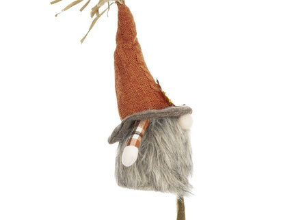 Sitting Gnome With Maple Leaf On Hat, For Holiday Harvest Festival Fall Festival & Thanksgiving Table Decorations (Set of 2) - Orange Multi