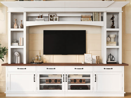 Extra Long TV Stand With 7 Color LED Lights, Adjustable Shelves & Storage Cabinets