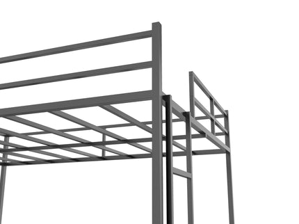 Twin Size House Loft Bed With Slide And Ladder - Black