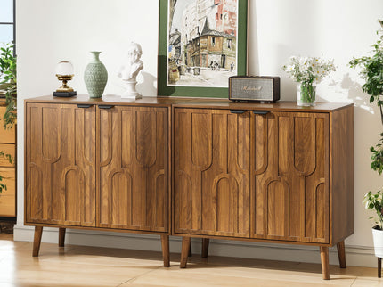 Farmhouse Style Sideboard Buffet Cabinet With Storage Bar Cabinet - Walnut