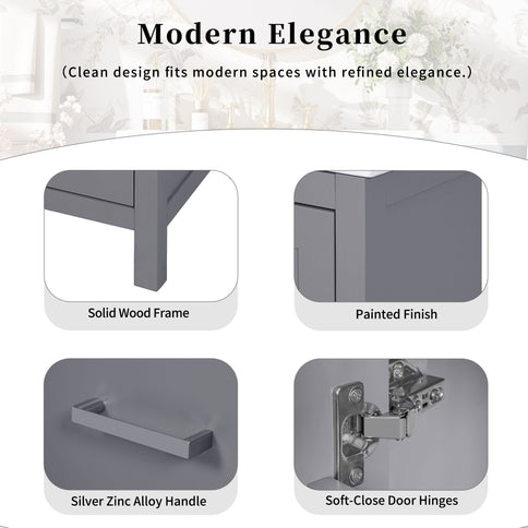 Bathroom Vanity With Integrated Undermount Ceramic Sink, 2 Doors And 1 Drawer, Soft Close Hinges