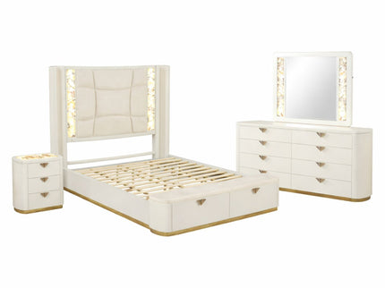 La Pierre - Modern Bedroom Set With Upholstered LED Bed