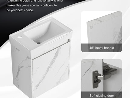Modern Bathroom Vanity With Ceramic Basin, Wall Mounted Floating Sink Combo, Storage Cabinet