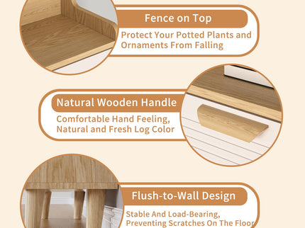 Shoe Storage Cabinet With 2 Flip Drawers, Compact Entryway Organizer - Natural / White
