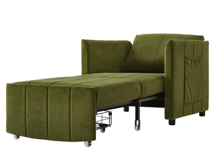 Upholstered Convertible Sleeper Sofa With 5 Position Backrest, Side Pockets, Storage