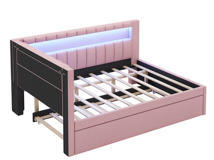 Upholstered Platform Bed With USB Ports And LED Belt