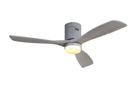 52" Ceiling Fan With LED Light, Reversible DC Motor, Remote Control - Silver
