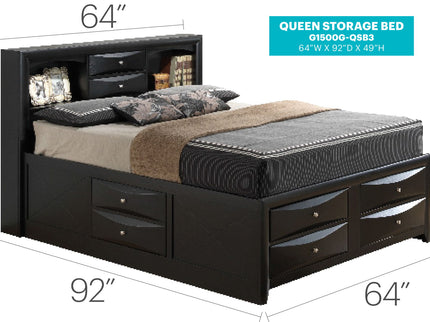 Modern Design Storage Bed With Bookcase Headboard