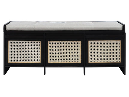 Entryway Shoe Bench With Drawers & Button Tufted Cushion