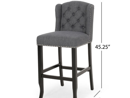 Vienna - Contemporary Fabric Tufted Wingback Counter Stools (Set of 2)