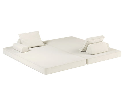 Multifunctional Convertible Sofa Bed With 2 Tumbler Backrests And 2 Pillows, Deep Seat Couch