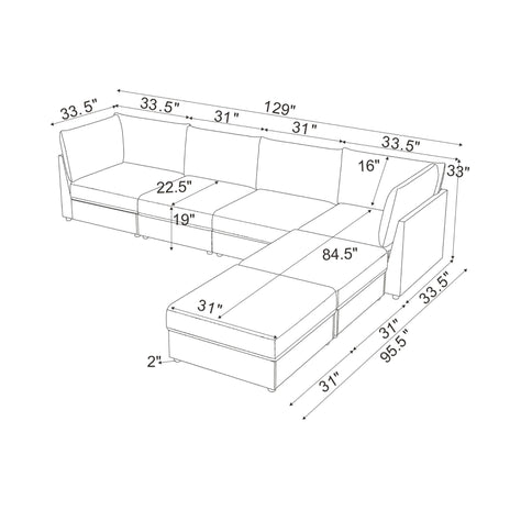 Modern Reversible Modular Sectional
