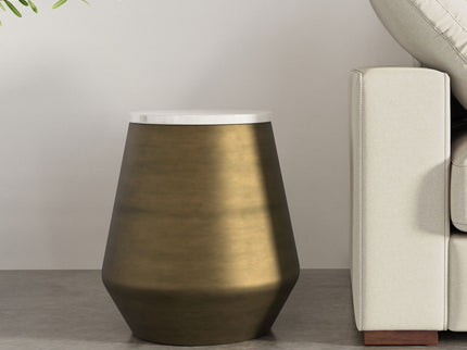 Benning - Side Table - Antique Brass / White