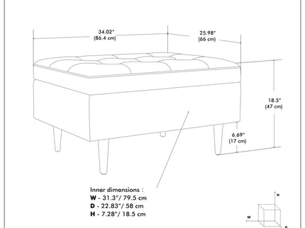 Shay - Large Square Coffee Table Storage Ottoman Mid-Century Style