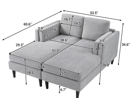 Chaise Lounge Sofa Bed With Dual Layer Armrests For Living Room