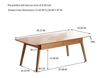 Low Table, Coffee Table With Storage Shelf - Natural