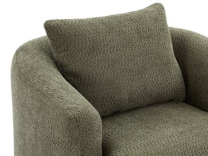 360° Swivel Barrel Sofa Chair With Throw Pillow, Upholstered Accent Chair
