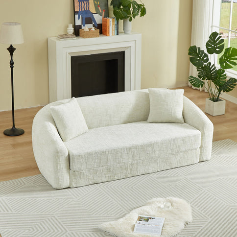 Curved Convertible Sofa, 2 In 1 Fold Out Bed With Pull Out Base And Deep Seat