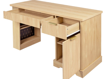 Modern Fluted Office Desk With Storage Cabinet