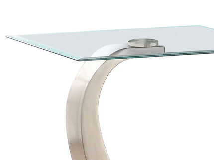 Terrell - Satin Rectangular Glass Top End Table - Silver