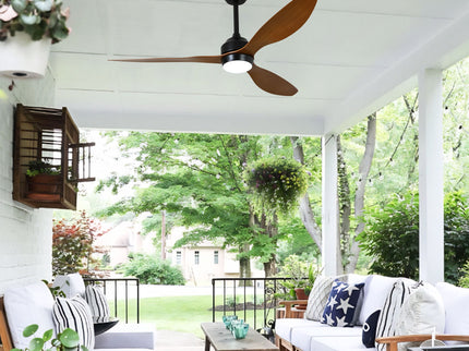 Ceiling Fan With Lights Quiet DC Motor 3 Blade Ceiling Fans 6 Speed Levels, Reversible Ceiling Fan - Matte Black / Wood