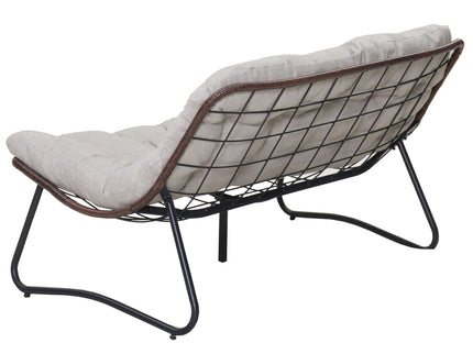 Patio Loveseat Sofa With Extra Thick Tufted Cushion - Brown