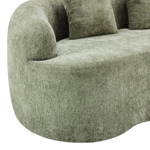 Curved Loveseat Sofa With Round Armrest