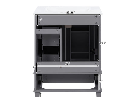 Bathroom Vanity With Integrated Basin, Soft Close Drawers, Door Mounted Double Layer Shelf