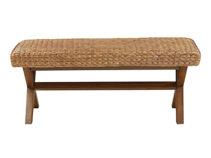 Bench With Water Hyacinth Seat - Brown