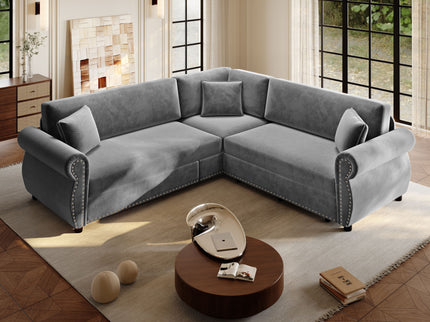 L-Shaped Sofa Couch With Pull-Out Bed
